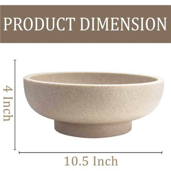 Modern Resin Decorative Bowl Fruit Holder Kitchen Entryway Key Dish Beige - Picture 2 of 7